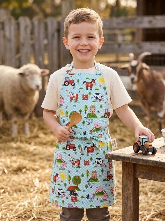Handmade Other - 2004 - Farm Animal Print Apron in Light Blue